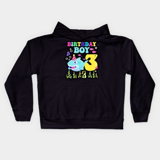 3rd Birthday Boy Shark Funny B-day Gift For Kids Tollders Kids Hoodie